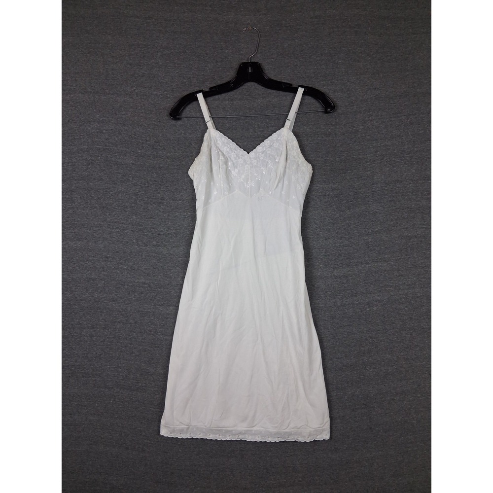 VTG Womens Slip Dress Small White Embroidered Eyelet Ballet Core Boudoir Glam